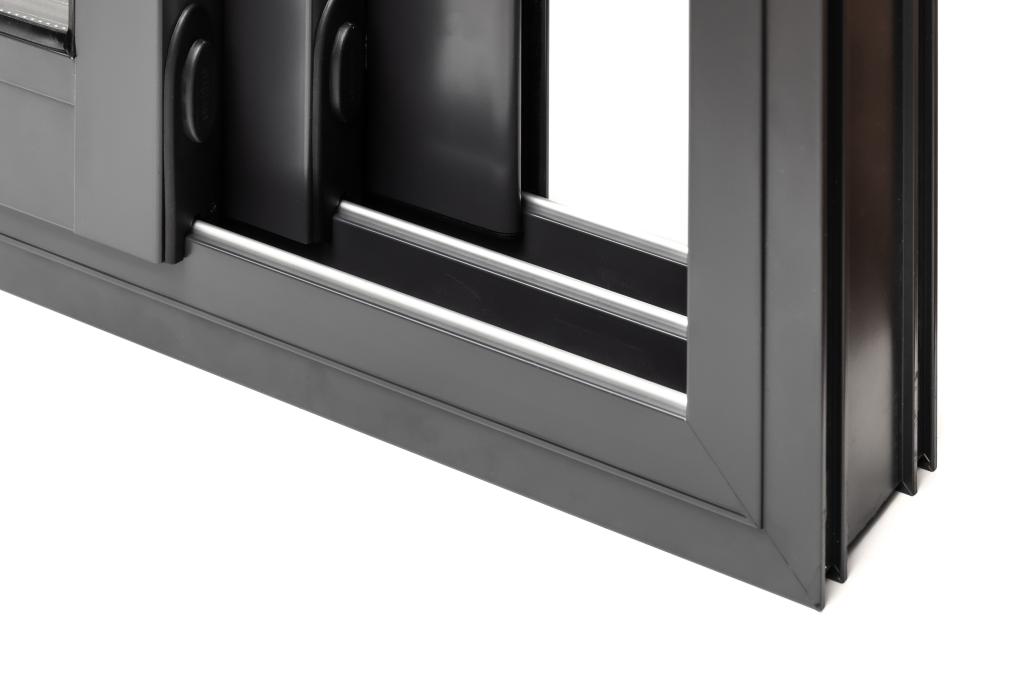 Anodized aluminium rails in the sliding door tracks for smooth sliding movements.  Also eliminates paint wear on the bottom profile. Those rails can be individually replaced if they get damaged.